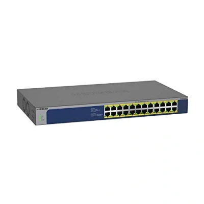 Imagen de NETGEAR Switch PoE Gigabit Ethernet no gestionado de 24 puertos GS524PP red con 24x PoE+ a 300 W, montaje en sobremesa o bastidor y protección limitada por vida