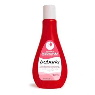 Imagen de Babaria Acetona Pura Quitaesmalte Semipermanente Remover Uñas Semipermanentes de Gel y Porcelana Vegano 200 ml