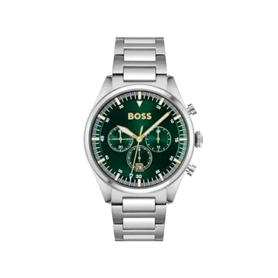 Imagen de BOSS Pioneer Cronógrafo silvercoloured/green, Hombre, Talla: One Size, Silver coloured/green