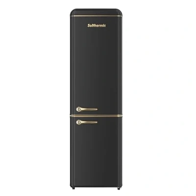 Imagen de SOLTHERMIC frigorifico combi retro negro rústico y acabados 2 puertas FCR188N 1,88 CM alto x 55 de ancho. gran capacidad hasta 270L, silencioso, control temperatura bajo consumo