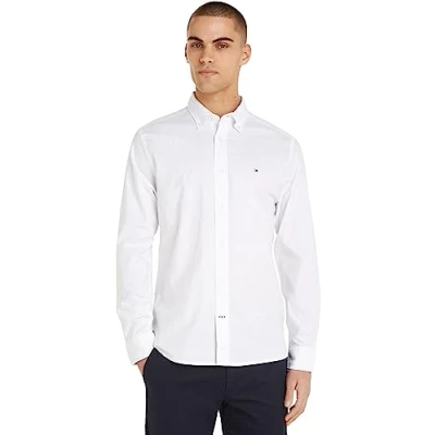 Imagen de Tommy Hilfiger Hombre Camisa Core 1985 Flex Oxford Manga Larga, Blanco (White), S