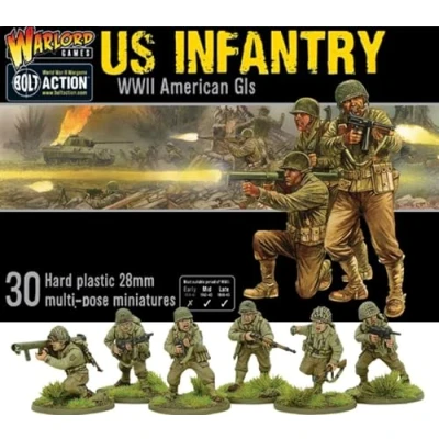 Imagen de Warlord Games US Infantry GI&#039;s miniaturas de plástico a escala 28 mm para acción pernos, altamente detalladas la Segunda guerra Mundial juegos mesa