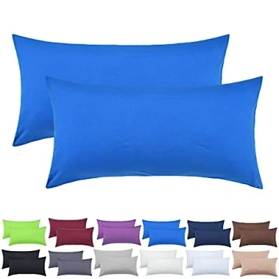 Imagen de NatureMark Fundas de Almohada Jersey, Paquete 2 Unidades, para Almohadas Dormir Lado y Cuello, Muchos tamaños Colores (40 x 60 cm, Apta Azul Real)