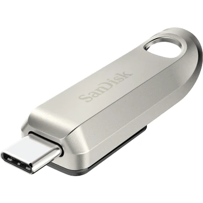 Imagen de Memoria USB 128GB SanDisk Ultra Luxe Type C, 3.2, Hasta 400 MB/s, Compatible smartphones, Metálico, Plata