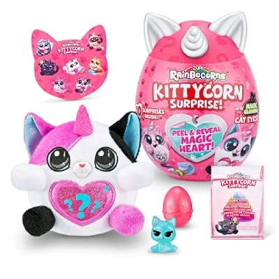 Imagen de Rainbocorns Kittycorn Surprise Series 1, Pippa The Calico Cat Peluche Coleccionable 10 sorpresas para desempacar, pelar y revelar corazón, calcomanías, a Partir de 3 años (Gato Calicó)