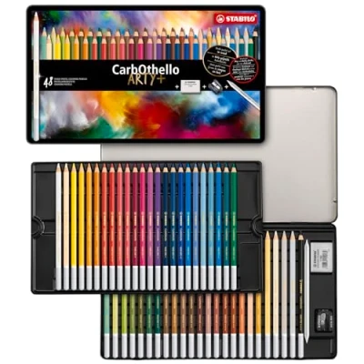 Imagen de Lápiz de color tiza pastel STABILO CarbOthello Caja metal con 48 colores