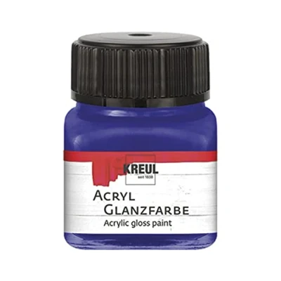 Imagen de KREUL 79207 pintura acrílica brillante, tarro de 20 ml en azul oscuro, lisa brillante para colorear y hacer manualidades, a base agua, resistente la saliva