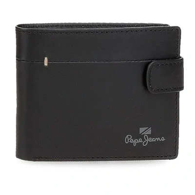 Imagen de Pepe Jeans Staple Cartera Horizontal con Cierre de Clic Negro 11x8,5x1 cms Piel