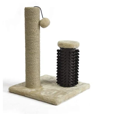 Imagen de Amazon Basics Rascador para gatos con cepillo, 30.9 x 42 cm gatitos, Beis