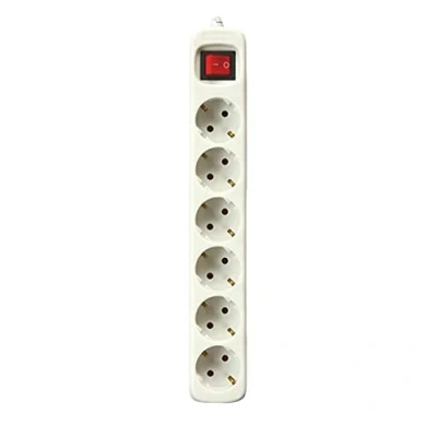 Imagen de SILVER ELECTRONICS 9632 Regleta Tomas con Interruptor, Blanco, 6 Enchufes / 3 Metros