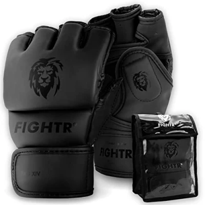 Imagen de Guantes de MMA FIGHTR® para una Estabilidad Ideal y Potencia golpeo Grappling MMA, Saco Arena, Sparring Entrenamiento Incluye Bolsa Transporte