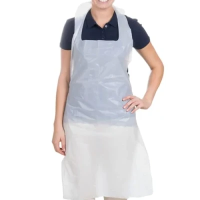 Imagen de Osler &amp; Walsh Premium Disposable Aprons for Women Men (White, 100 Pack), 700mm x 1170mm Polyethylene Adults, 16 Microns Flat Packed Bulk (NHS size and spec)