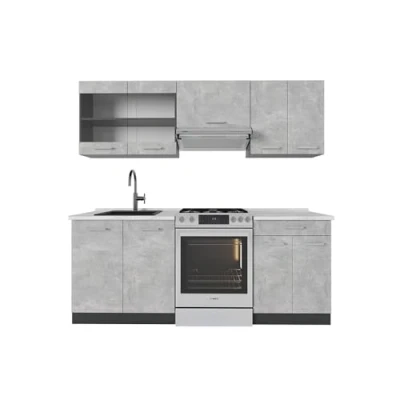 Imagen de Vicco Mueble de cocina &quot;R Line&quot;, Hormigón/antracita, 200 cm , ET Mármol
