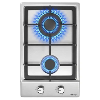 Imagen de Placa de cocción a gas (acero inoxidable encimera 2 fuegos)