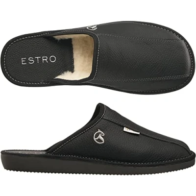 Imagen de ESTRO Zapatillas De Casa Hombre Invierno Piel Carnero Pantuflas Lana Suela Memoria Frost (42 EU, Ónix Lana)