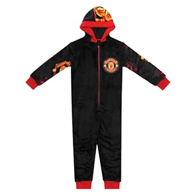 Imagen de Manchester United FC Pijama de una Pieza para niño Forro Polar Producto Oficial Negro 12 13 años