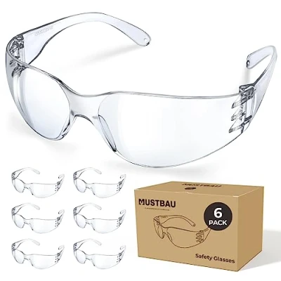 Imagen de Mustbau 6 Pack Gafas Proteccion Trabajo EN166, de Seguridad UV380 Antivaho para Trabajo, Laboratorio, Carpintería, Obra, Campañas, Regalos Ideales