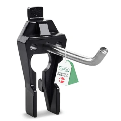 Imagen de raaco Gancho Simple 1 60 mm para Panel Perforado, Organizador de Herramientas Pared, Ideal Martillos, Destornilladores y Alicates, Acero Poliacetal, Set 5