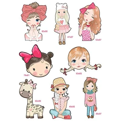 Imagen de 8 Parches rodillera infantil serigrafiados para planchar en la ropa. Aplicaciones termoadhesivas reparar y decorar pantalones, chaquetas, jerseys, mochilas, batas, etc (Chicas)