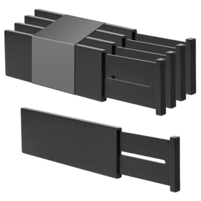 Imagen de Utoplike 4 separadores de cajones elevados bambú, organizador ajustable para ropa, insertos madera con resorte, utensilios, cosméticos en cocina, baño y dormitorio