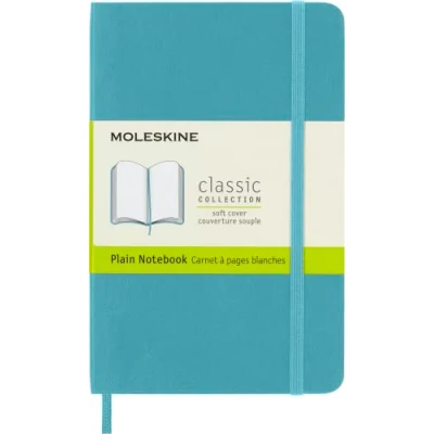 Imagen de Moleskine Cuaderno Clásico con Hojas Lisas, Tapa Blanda y Cierre Elástico, Color Azul Arrecife, Tamaño Pequeño 9 x 14 cm, 192