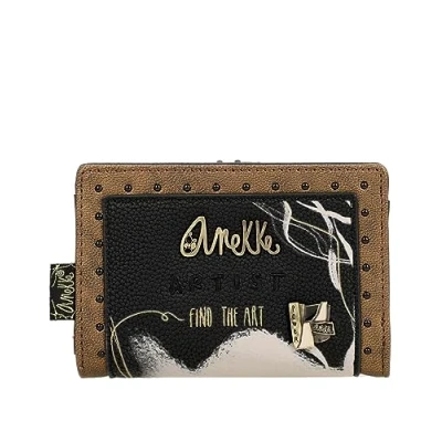Imagen de Anekke Billetero Flexible de Mujer Protección RFID Billetera Polipiel con Cierre Cremallera y Lengüeta Color Negro Shoen Accesorios Complementos Medidas 14x10x2 cm