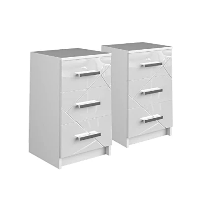 Imagen de Vicco Mesa de Noche Irma, Blanco Alto Brillo, 37.6 x 66 cm Lote 2