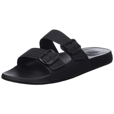Imagen de Fitflop Iqushion Two Bar Adjustable Slide, Sandalias deslizantes Hombre, Black, 43 EU