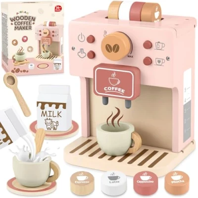 Imagen de Airlab Cafetera Juguete de Madera, Máquina Café para Infantil, Utensilios Cocina Juego rol Simulación Niñas y Niños 3 4 5 Años Regalos Cumpleaños