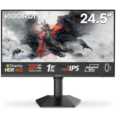 Imagen de KOORUI G2511E 320Hz 24.5&quot; Full HD Fast IPS Monitor Gaming, GTG 1ms, 1920x1080, Adaptive Sync, HDR400, 95% DCI P3, Altura Ajustable, Giratorio, Inclinación, 2xHDMI 2.0, DP 1.4, VESA