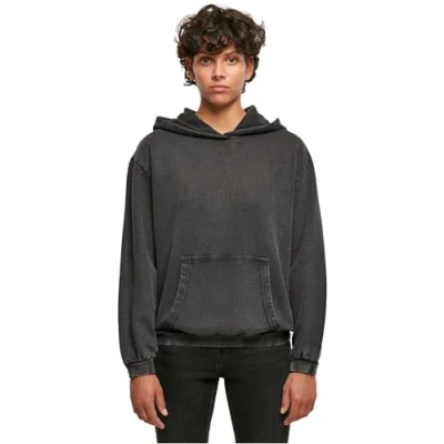 Imagen de Build Your Brand Ladies Acid Washed Oversize Hoody Sudadera con capucha Mujer, Black, 5XL