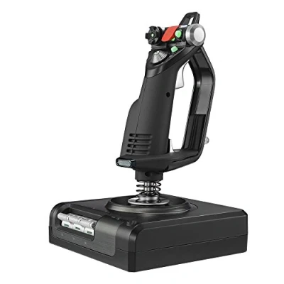 Imagen de Logitech G Sistema Saitek X52 Pro Flight 3M con joystick de simulación y control gas piezas metálicas, pantalla LCD, doble suspensión, botones iluminados, 2 conexiones USB, color negro