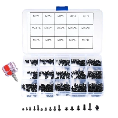 Imagen de Surtido de micro tornillos M2 M2.5 M3, cabeza plana cruzada redonda, kit reparación para ordenador portátil HDD SSD 450 piezas, con destornillador