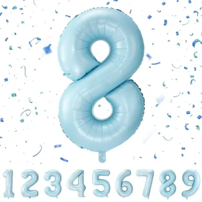 Imagen de Globos de Cumpleãnos 8 Pastel Azul,101 CM Globo Numeros Gigantes Grandes Decoracion,Globo Numero Niño Niña Adultos,Vuelan con Helio…