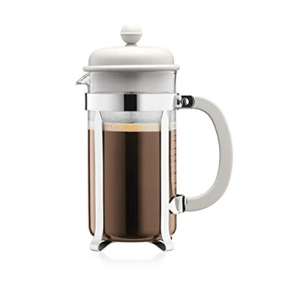 Imagen de Bodum French Press System Caffeteria 8 Cups 1 L Cafetera émbolo, Vidrio, plástico, Acero, Blanco Crema, Taza