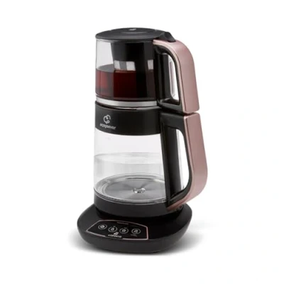 Imagen de Karaca Caysever Máquina de té parlante acero Oro rosa 1700 W Tetera tradicional turca