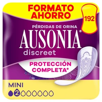 Imagen de Ausonia Discreet Mini, 192 Compresas Incontinencia Mujer para Pérdidas de Orina, Protección Completa, Discreción Increíble