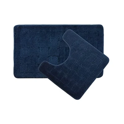 Imagen de Emma Barclay Orkney Bath Mat Set Juego de 9 Alfombrillas baño Antideslizantes, Polipropileno, Azul Marino, 45x75cm