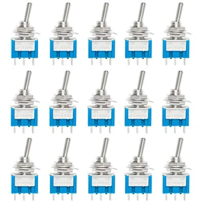 Imagen de QitinDasen 15Pcs Premium 6A / 125VAC Mini Interruptor de Palanca, 3 Pines 2 Posiciones ON SPDT Palanca Basculante, MTS102 Bloqueo