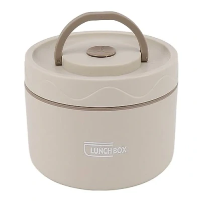 Imagen de Fiambrera Bento, Aislante de Acero Inoxidable 550ml Apilable Redonda Portátil 2 Niveles Térmica a Prueba (Estilo horno microondas,