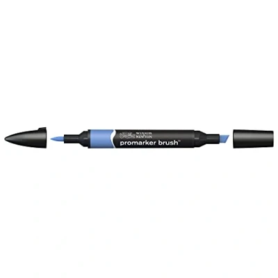 Imagen de Winsor &amp; Newton Promarker Brush Rotulador Doble Punta, Punta Pincel, Tinta Base Alcohol, Color China Blue (b736)