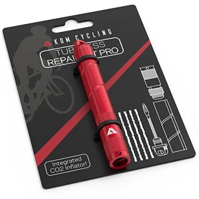 Imagen de KOM Cycling Kit de reparación neumáticos sin cámara para Bicicletas 8 Colores Repara pinchazos Bicicleta montaña y Carretera Incluye Horquilla
