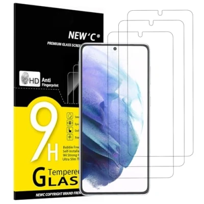 Imagen de NEW&#039;C 3 Piezas, Protector Pantalla para Samsung Galaxy S21 Plus / S21+ 5G (6,7), Cristal templado Antiarañazos, Antihuellas, Sin Burbujas, Dureza 9H, 0.26 mm Ultra Transparente, Resistente