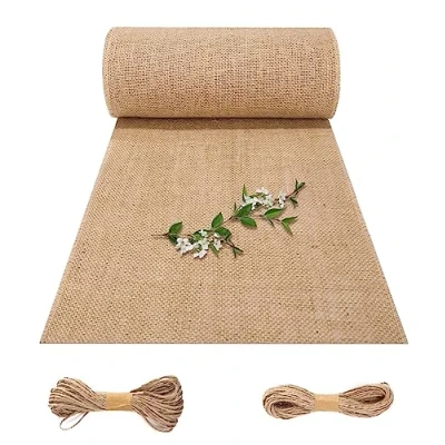 Imagen de Jissta Camino de Mesa Arpillera 30cmx1000cm,Natural Arpillera, Tela Vintage para Yute una Boda al Aire Libre Estilo rústico