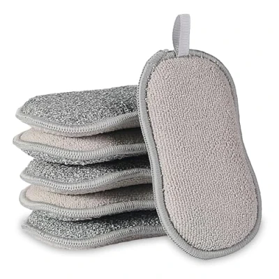 Imagen de Esponjas Cocina Estropajos de Limpieza, 6 Piezas Esponja Duradera Microfibra Que no Raya Doble Cara, Limpieza Reutilizable para Cubiertos,