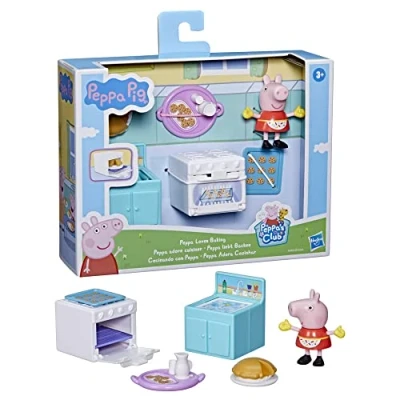 Imagen de Peppa Pig Loves Baking Little Spaces Themed Preschool Toy, Incluye 1 Figura y 5 Accesorios, para Edades 3 up, F4393, Multicolor