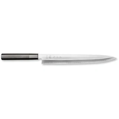 Imagen de KAI Seki Magoroku KK Yanagiba 30 cm longitud de la hoja 8A sólido 58 (±1) HRC acero al carbono inoxidable hecho a mano en Japón mango madera Pakka negra cuchillo para sushi y sashimi