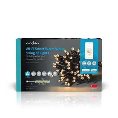 Imagen de NEDIS SmartLife LED decorativo Cuerda Blanco cálido 50 Interior y exterior 7 patrones de movimiento 5 m Android/IOS