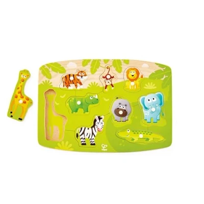 Imagen de Hape E1405 Jungle Animal Wooden Peg Puzzle Educational Toy