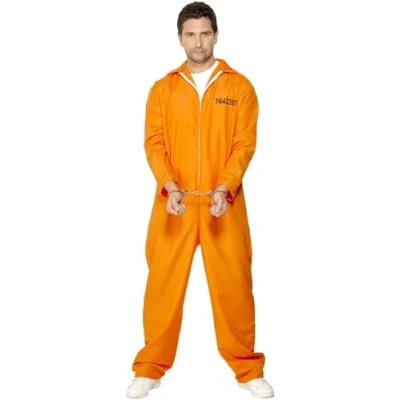Imagen de Smiffys Disfraz de prisionero huido, naranja, con enterizo